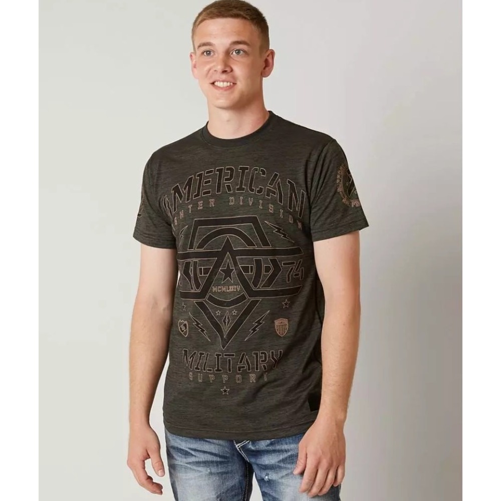 American Fighter Buckle Westend T-Shirt Men Large Green Graphic Print Streetwear